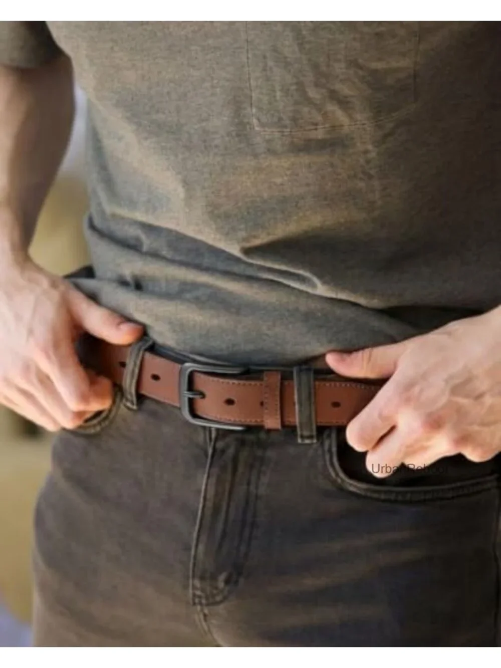 Genuine Leather Belt for Jeans - 35mm Classic Buckle Men's Casual Office